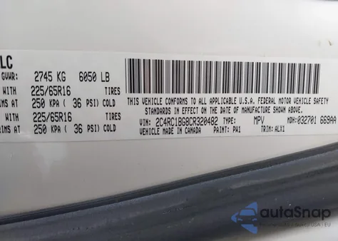 2012 Chrysler Town & Country Touring from USA, damaged, VIN 2C4RC1BG8CR320482